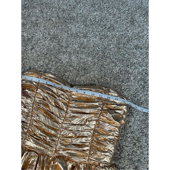 NWT ANIYE BY Malu Mini Dress Strapless Metallic Gold Womens M Circle Skirt Party - Picture 11 of 16